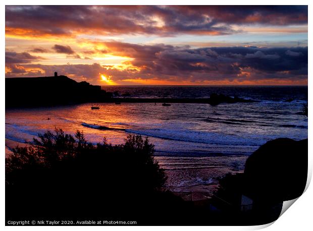 Sunset in Bude Print by Nik Taylor
