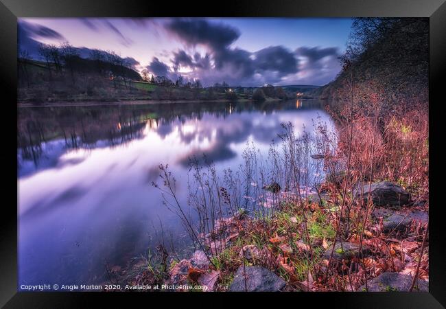 Damflask Reflections at Dusk Framed Print by Angie Morton