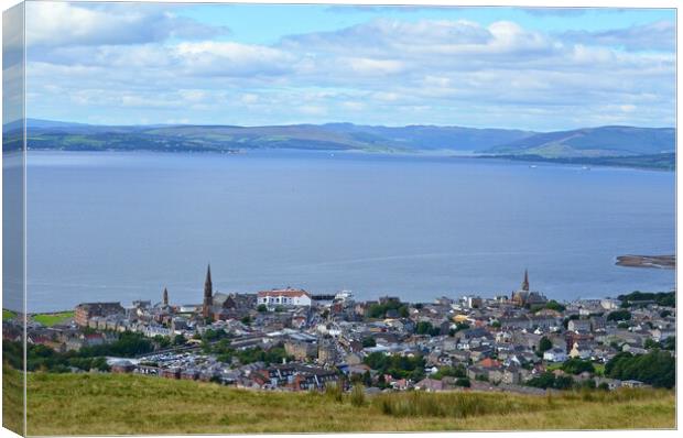 View of Largs and across to Rothesay Bay Canvas Print by Allan Durward Photography