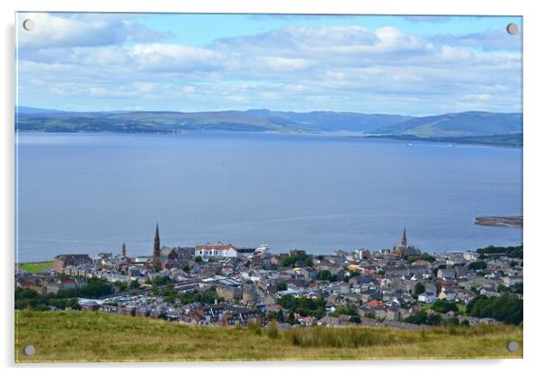 View of Largs and across to Rothesay Bay Acrylic by Allan Durward Photography