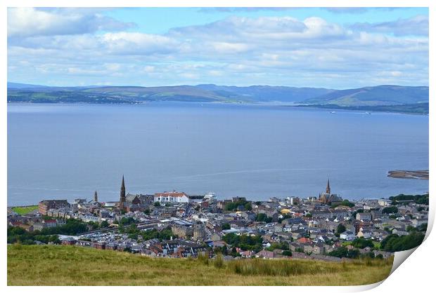 View of Largs and across to Rothesay Bay Print by Allan Durward Photography