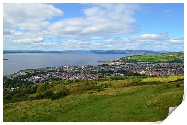 Largs overview from high ground Print by Allan Durward Photography
