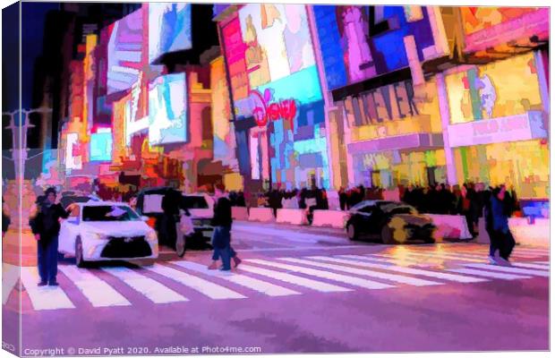 Art Of Times Square Night   Canvas Print by David Pyatt