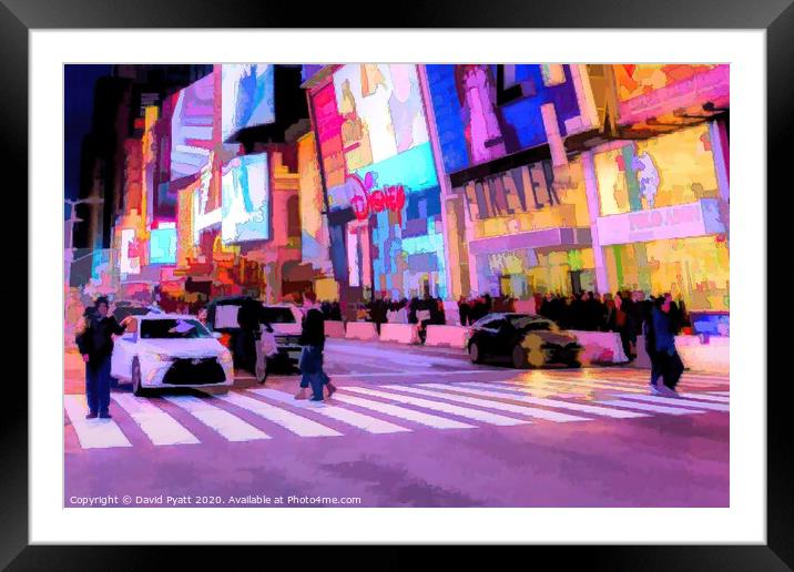 Art Of Times Square Night   Framed Mounted Print by David Pyatt
