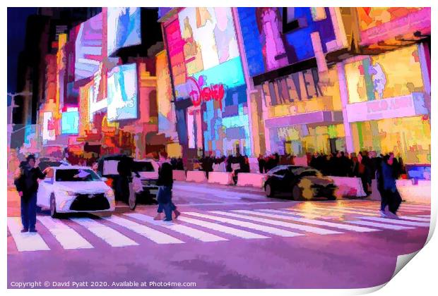 Art Of Times Square Night   Print by David Pyatt