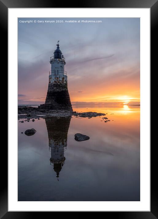 Plover Scar Sunset Lighthouse  Framed Mounted Print by Gary Kenyon