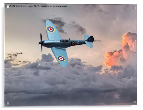British blue  spitfire plane  Acrylic by Andrew Heaps
