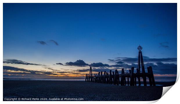 Lytham beach at daybreak Print by Richard Perks