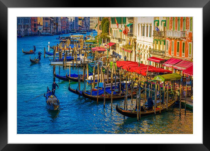 Gondolas On The Grand Canal Framed Mounted Print by Chris Lord