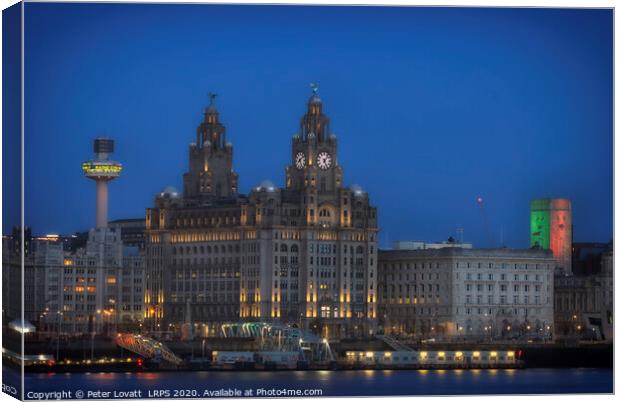 Royal Liver Building, early evening Canvas Print by Peter Lovatt  LRPS