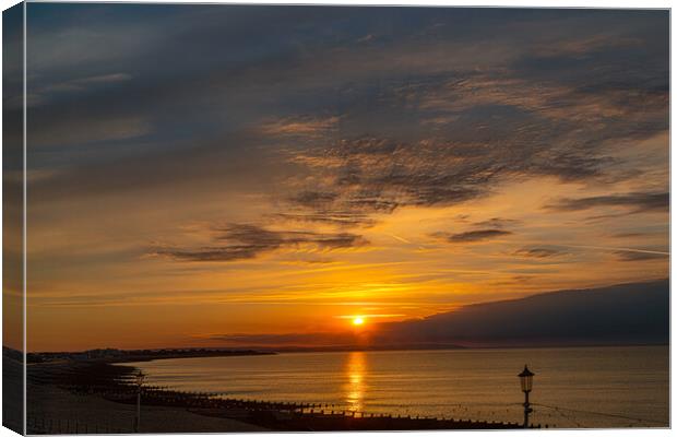 Sunrise On The Beach At Eastbourne Canvas Print by Chris Lord