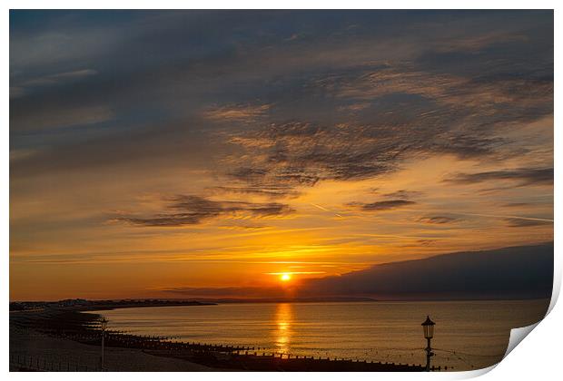 Sunrise On The Beach At Eastbourne Print by Chris Lord