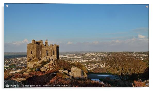 Carn Brae Castle, Camborne, Cornwall, England Acrylic by Rika Hodgson
