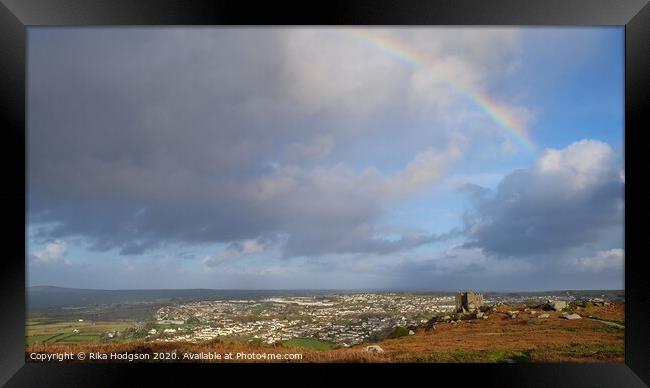 Rainbow over Redruth, Cornwall, England Framed Print by Rika Hodgson