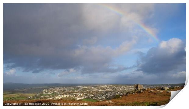 Rainbow over Redruth, Cornwall, England Print by Rika Hodgson