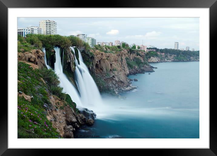 Duden Waterfalls falls into The Mediterranean Sea at Antalya Turkey Framed Mounted Print by Engin Sezer