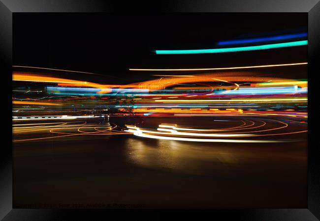 Colorful Abstract Light Trails as Background Framed Print by Engin Sezer
