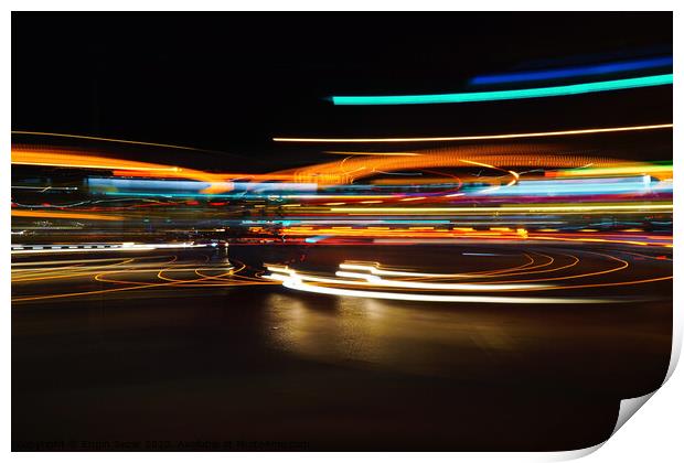 Colorful Abstract Light Trails as Background Print by Engin Sezer