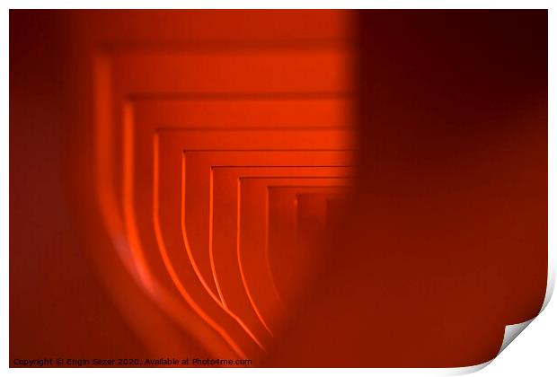 Orange Colored Abstract Tunnel Like Shapes Print by Engin Sezer