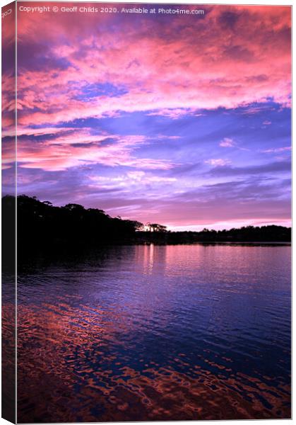 Pink Sunset seascapes reflections, Gosford. Canvas Print by Geoff Childs