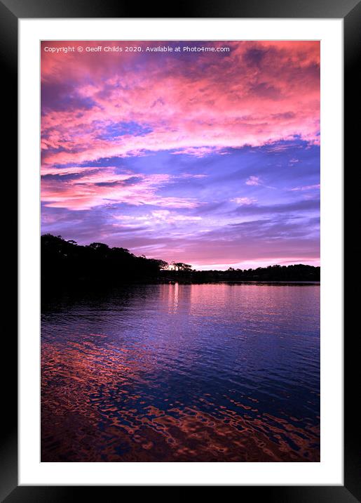 Pink Sunset seascapes reflections, Gosford. Framed Mounted Print by Geoff Childs