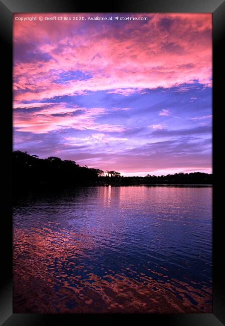 Pink Sunset seascapes reflections, Gosford. Framed Print by Geoff Childs