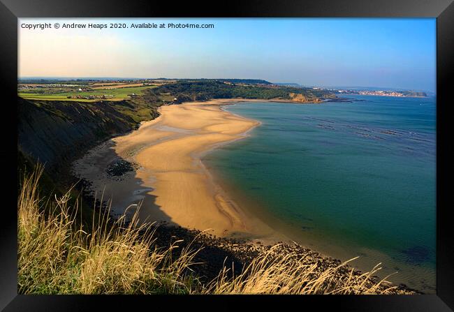 Cayton Beach in Scarborough Framed Print by Andrew Heaps