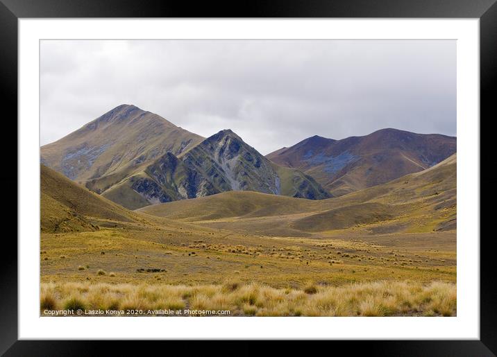 Lindis Pass - Central Otago Framed Mounted Print by Laszlo Konya