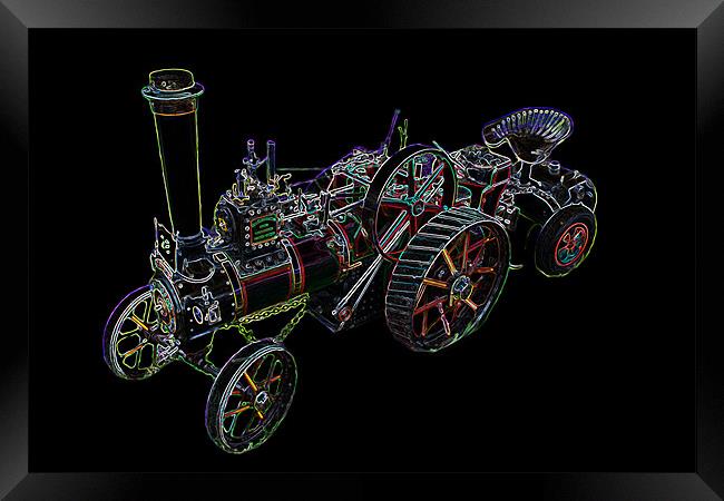 Neon Miniature Traction Engine Framed Print by Ian Jeffrey