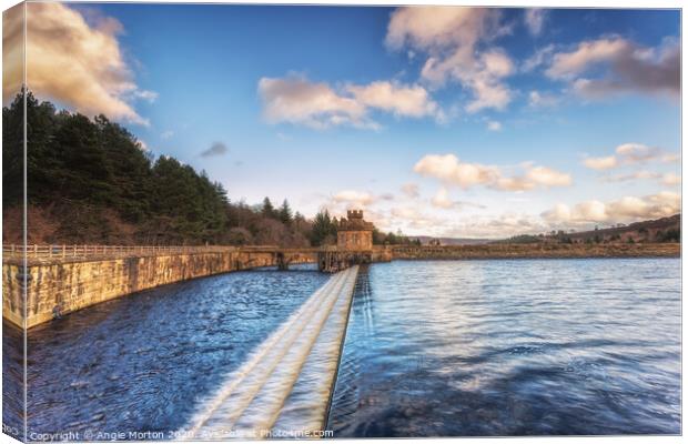 Little Fluffy Clouds over Broomhead Dam Canvas Print by Angie Morton