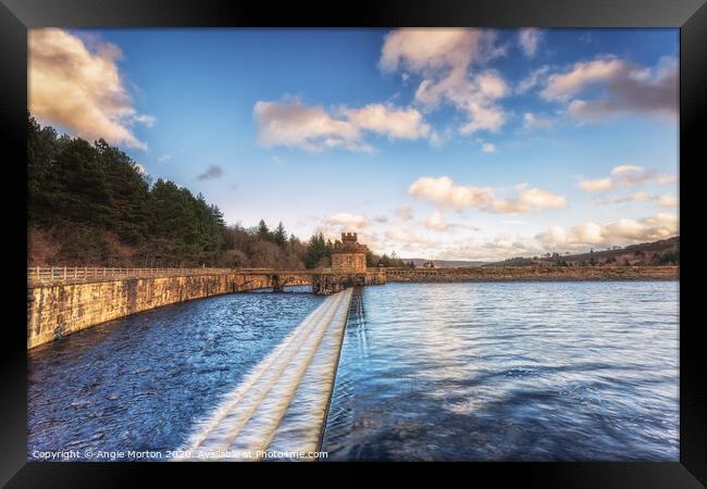 Little Fluffy Clouds over Broomhead Dam Framed Print by Angie Morton