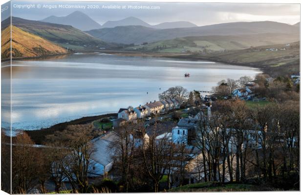 Carbost village and Loch Harport, Isle of Skye Canvas Print by Angus McComiskey