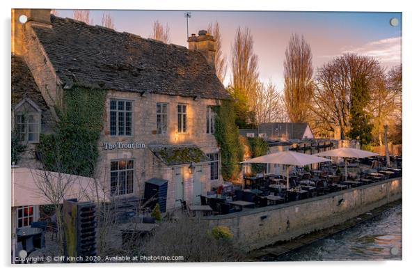 The Trout Inn Oxford Acrylic by Cliff Kinch