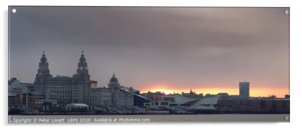 Liverpool Waterfront Sunrise Acrylic by Peter Lovatt  LRPS