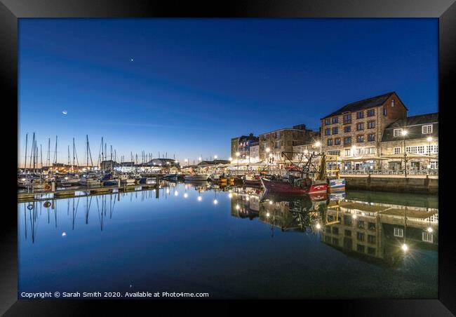 Blue hour at Plymouth Barbican Framed Print by Sarah Smith