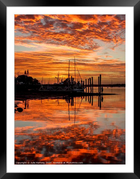 Fire on the Water Framed Mounted Print by Julie Hartwig