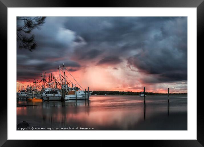 Stormy Sunset Framed Mounted Print by Julie Hartwig