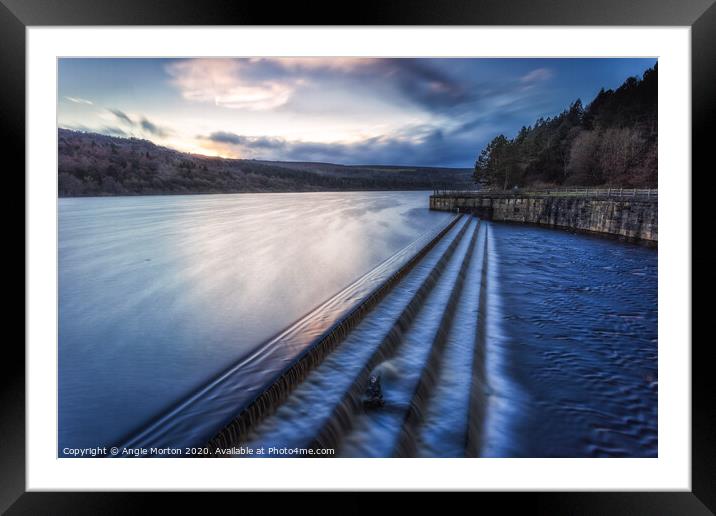 Broomhead Reservoir Dam Spillway Framed Mounted Print by Angie Morton