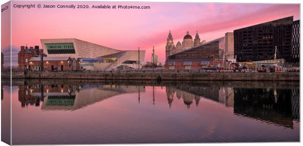 Liverpool Sunrise Reflections. Canvas Print by Jason Connolly