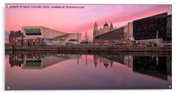Liverpool Sunrise Reflections. Acrylic by Jason Connolly