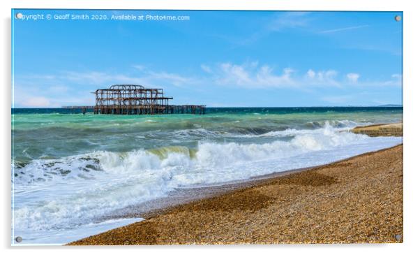 Brighton West Pier Ruins Acrylic by Geoff Smith