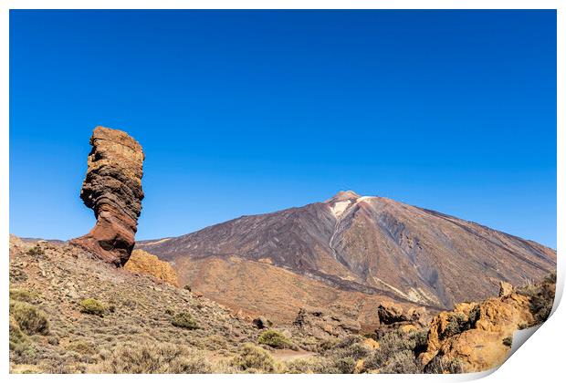 Teide and blue sky Tenerife Print by Phil Crean