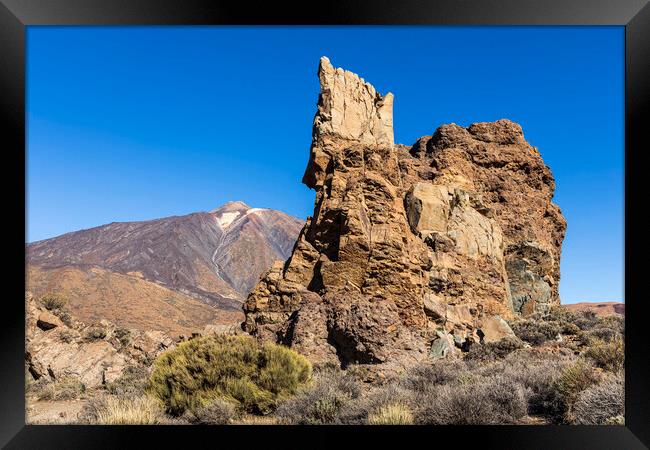 Volcanic landscape and mount Teide, Tenerife Framed Print by Phil Crean