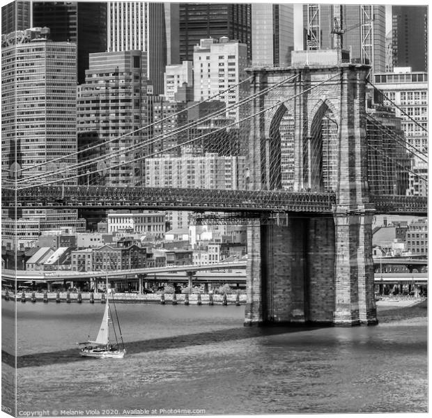 NEW YORK CITY Brooklyn Bridge and East River Canvas Print by Melanie Viola