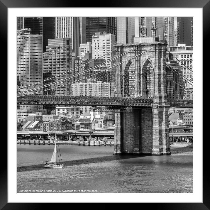 NEW YORK CITY Brooklyn Bridge and East River Framed Mounted Print by Melanie Viola