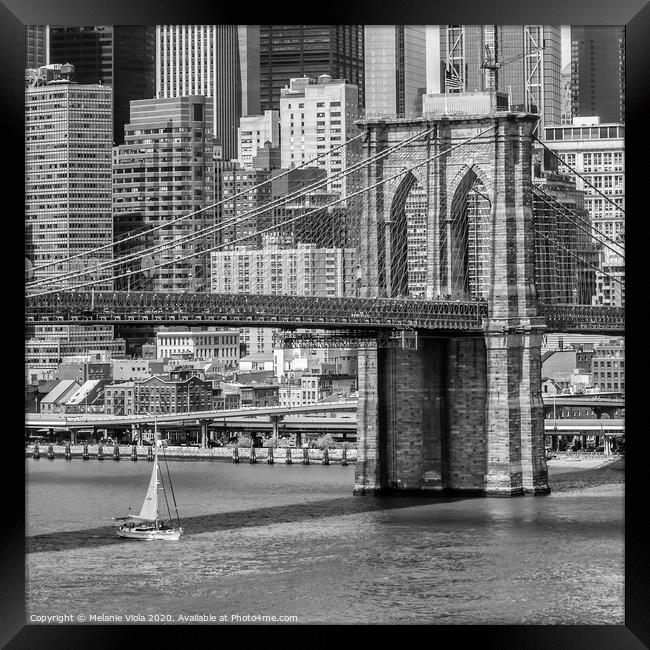 NEW YORK CITY Brooklyn Bridge and East River Framed Print by Melanie Viola
