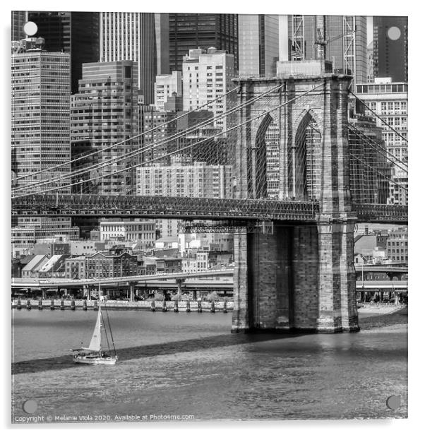 NEW YORK CITY Brooklyn Bridge and East River Acrylic by Melanie Viola