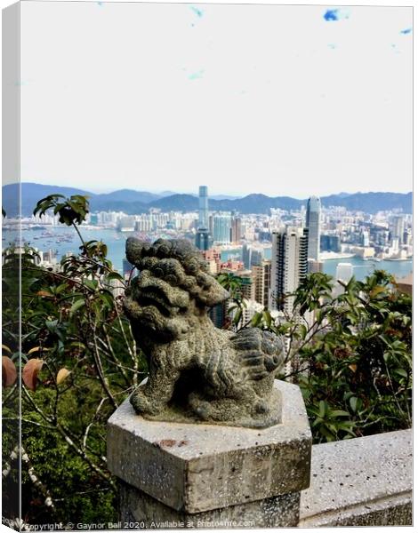 Lion’s eye view of Hong Kong. Canvas Print by Gaynor Ball