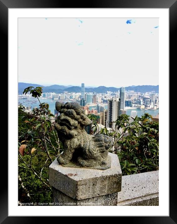 Lion’s eye view of Hong Kong. Framed Mounted Print by Gaynor Ball