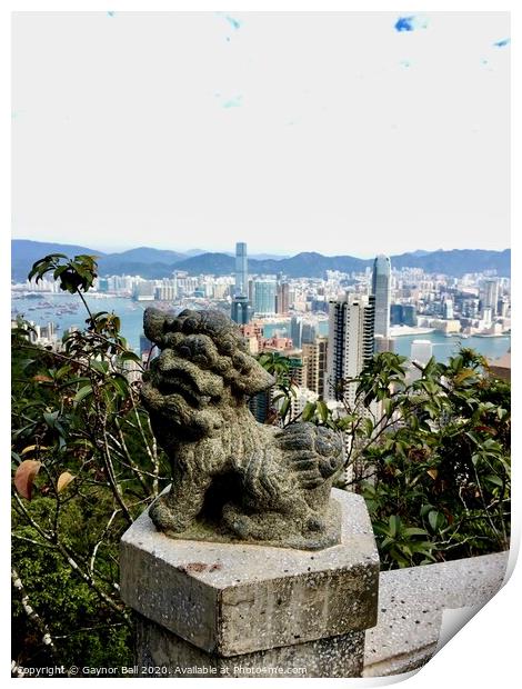 Lion’s eye view of Hong Kong. Print by Gaynor Ball